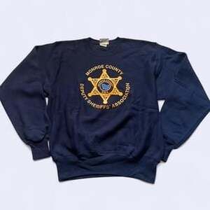 Vintage Lee Monroe County Deputy Sheriffs Association Navy Sweatshirt, Men's Lar